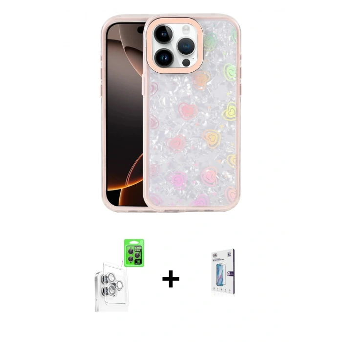 MARSİLYAN™- iPhone 16 Pro Kılıf Odak Prime - Siyah Bilvis 0.18mm Plus Cam Ekran Koruyucu + Raze Metal Kamera Lens - BZ