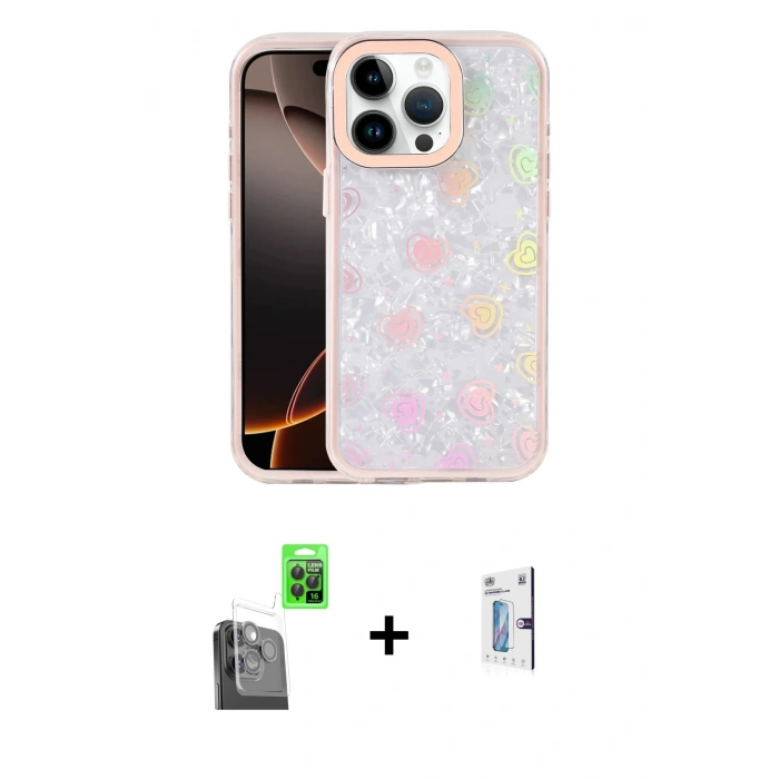 MARSİLYAN™- iPhone 16 Pro Kılıf Odak Prime - Siyah Bilvis 0.18mm Plus Cam Ekran Koruyucu + Raze Metal Kamera Lens - SH