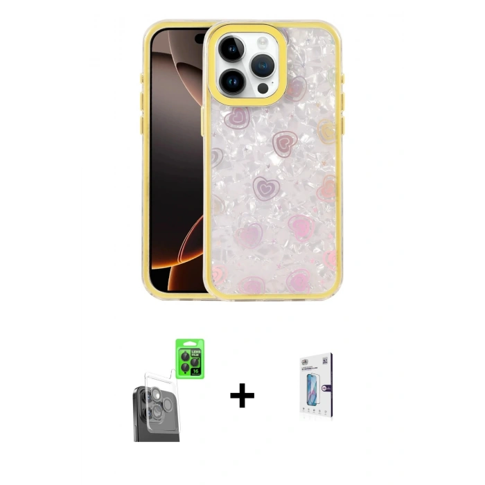 MARSİLYAN™- iPhone 16 Pro Kılıf Odak Prime - Siyah Bilvis 0.18mm Plus Cam Ekran Koruyucu + Raze Metal Kamera Lens - SH