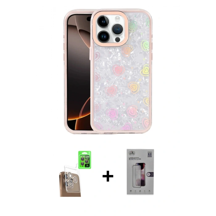 MARSİLYAN™- iPhone 16 Pro Kılıf Odak Prime - Siyah Bilvis 3D Mat Cam Ekran Koruyucu + Raze Metal Kamera Lens - CLTM