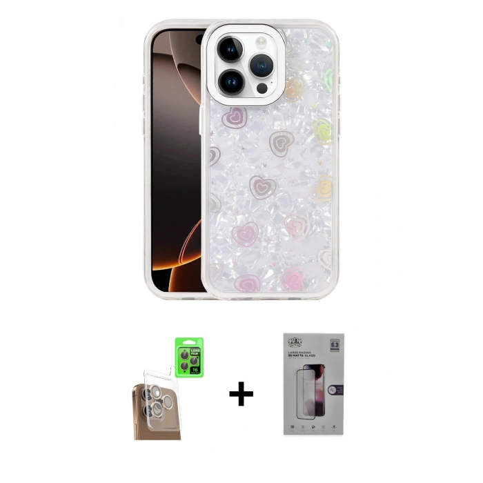 MARSİLYAN™- iPhone 16 Pro Kılıf Odak Prime - Siyah Bilvis 3D Mat Cam Ekran Koruyucu + Raze Metal Kamera Lens - CLTM