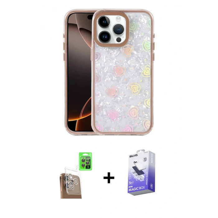 MARSİLYAN™- iPhone 16 Pro Kılıf Odak Prime - Siyah Bilvis 5in1 5D Magic Hayalet Cam Ekran Koruyucu + Raze Metal Kamera Lens - CLTM