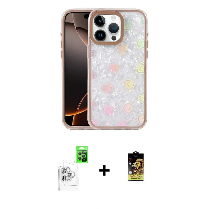 MARSİLYAN™- iPhone 16 Pro Kılıf Odak Prime - Siyah Buffer Cam Ekran Koruyucu + Raze Metal Kamera Lens - BZ