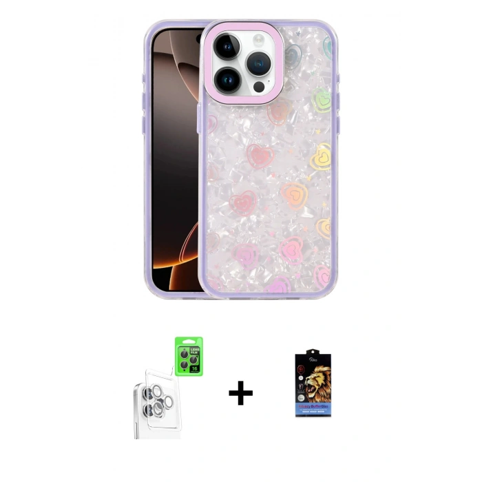 MARSİLYAN™- iPhone 16 Pro Kılıf Odak Prime - Siyah Buffer Hayalet Cam Ekran Koruyucu + Raze Metal Kamera Lens - BZ