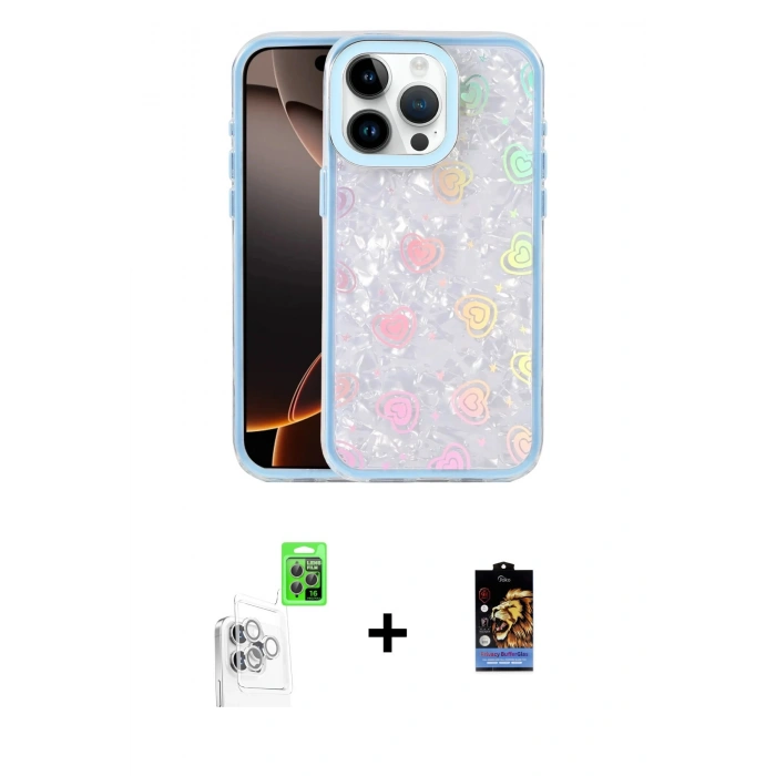 MARSİLYAN™- iPhone 16 Pro Kılıf Odak Prime - Siyah Buffer Hayalet Cam Ekran Koruyucu + Raze Metal Kamera Lens - BZ