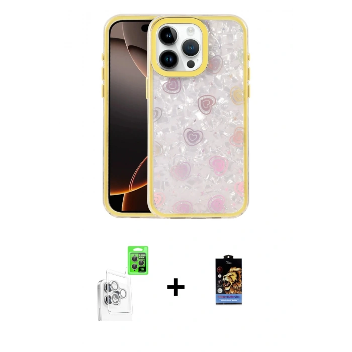 MARSİLYAN™- iPhone 16 Pro Kılıf Odak Prime - Siyah Buffer Hayalet Cam Ekran Koruyucu + Raze Metal Kamera Lens - BZ