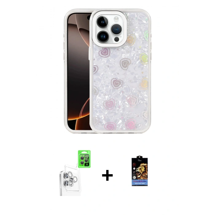 MARSİLYAN™- iPhone 16 Pro Kılıf Odak Prime - Siyah Buffer Hayalet Cam Ekran Koruyucu + Raze Metal Kamera Lens - BZ