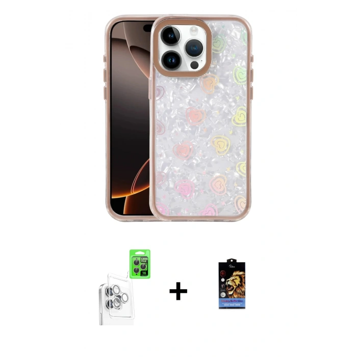 MARSİLYAN™- iPhone 16 Pro Kılıf Odak Prime - Siyah Buffer Hayalet Cam Ekran Koruyucu + Raze Metal Kamera Lens - BZ