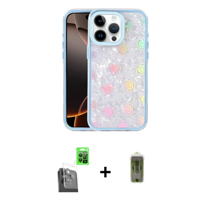 MARSİLYAN™- iPhone 16 Pro Kılıf Odak Prime - Siyah Joko Magic 5D Hayalet Cam + Raze Metal Kamera Lens - SH