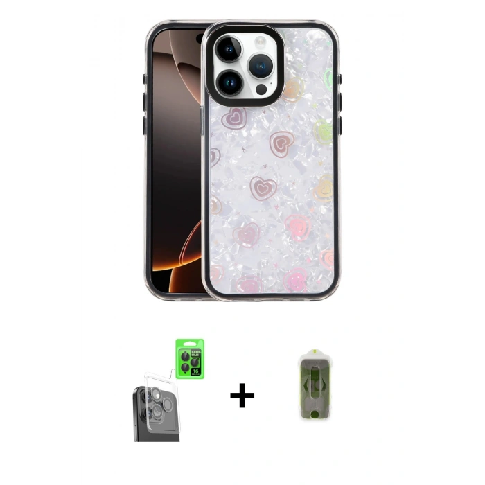 MARSİLYAN™- iPhone 16 Pro Kılıf Odak Prime - Siyah Joko Magic 5D Hayalet Cam + Raze Metal Kamera Lens - SH