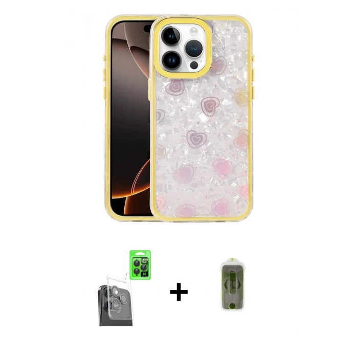 MARSİLYAN™- iPhone 16 Pro Kılıf Odak Prime - Siyah Joko Magic 5D Hayalet Cam + Raze Metal Kamera Lens - SH