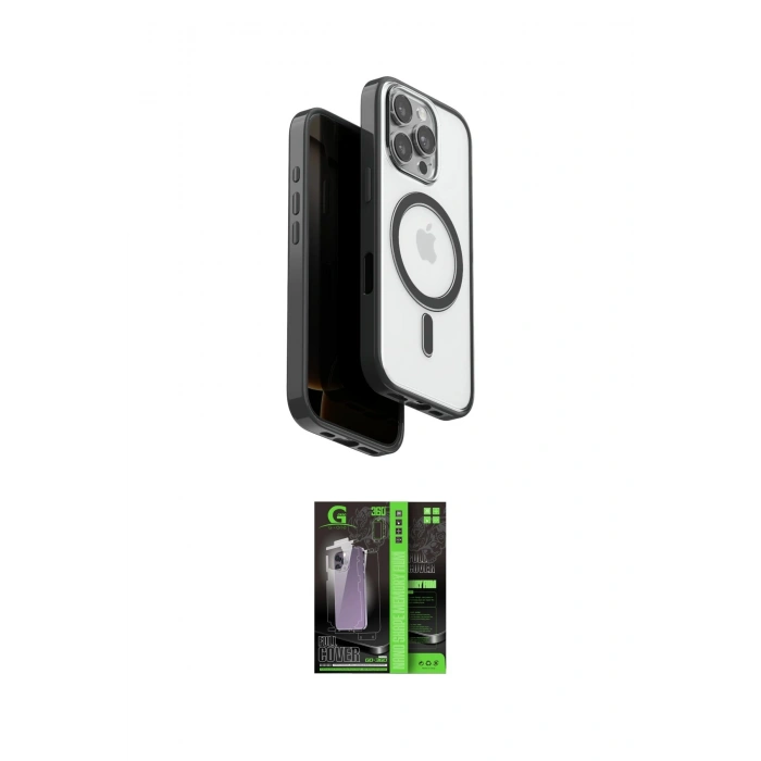 MARSİLYAN™- iPhone 16 Pro Kılıf Pusula Form Serisi - Şeffaf 360 Full Body Arka Koruyucu