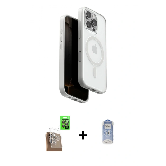 MARSİLYAN™- iPhone 16 Pro Kılıf Pusula Form Serisi - Siyah Joko Magic 5D Cam + Raze Metal Kamera Lens - CLTM