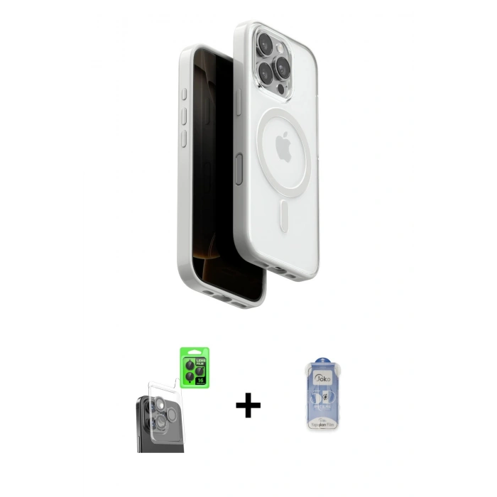 MARSİLYAN™- iPhone 16 Pro Kılıf Pusula Form Serisi - Siyah Joko Magic 5D Cam + Raze Metal Kamera Lens - SH