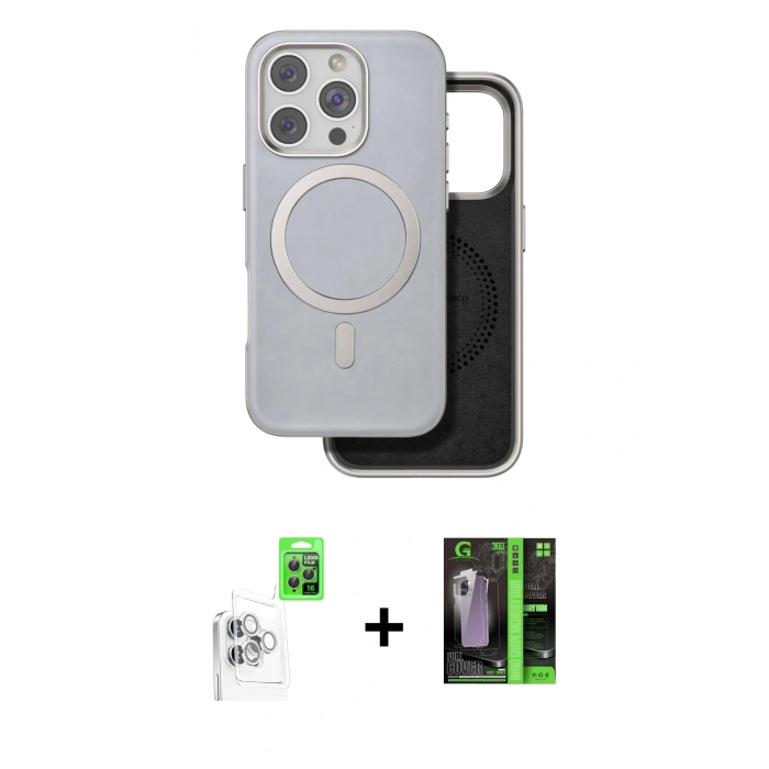 MARSİLYAN™- iPhone 16 Pro Kılıf Pusula Işık Koleksiyonu - Şeffaf 360 Full Body Arka Koruyucu + Raze Metal Kamera Lens - BZ