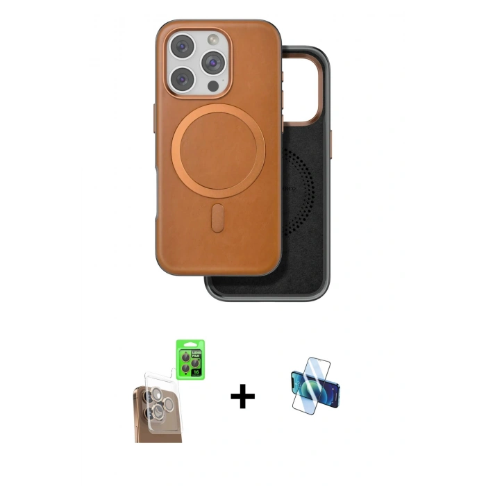 MARSİLYAN™- iPhone 16 Pro Kılıf Pusula Işık Koleksiyonu - Siyah 3D Antistatik Seramik Nano Ekran Koruyucu + Raze Metal Kamera Lens - CLTM