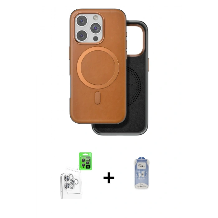 MARSİLYAN™- iPhone 16 Pro Kılıf Pusula Işık Koleksiyonu - Siyah Joko Magic 5D Cam + Raze Metal Kamera Lens - BZ