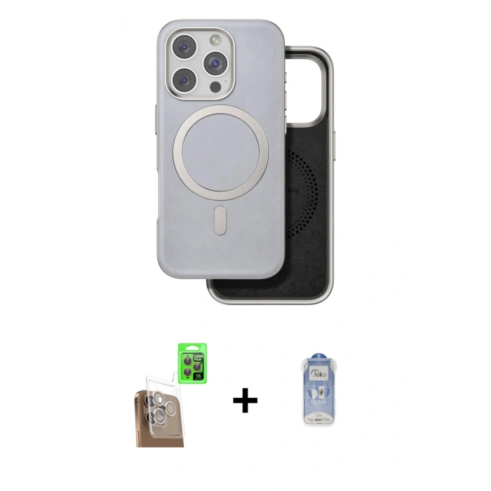MARSİLYAN™- iPhone 16 Pro Kılıf Pusula Işık Koleksiyonu - Siyah Joko Magic 5D Cam + Raze Metal Kamera Lens - CLTM