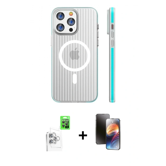 MARSİLYAN™- iPhone 16 Pro Kılıf Pusula Minimal Koleksiyonu - Siyah 3D Antistatik Mat Seramik Nano Ekran Koruyucu + Raze Metal Kamera Lens - BZ