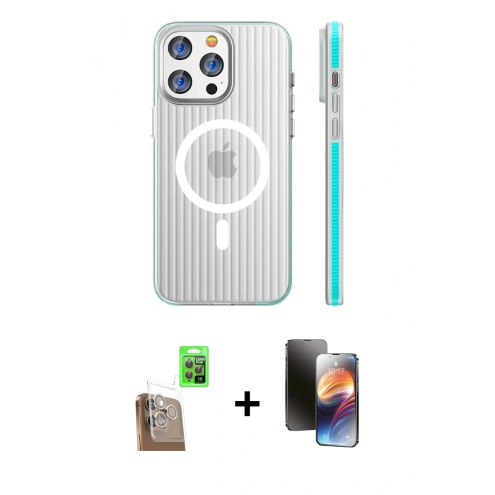 MARSİLYAN™- iPhone 16 Pro Kılıf Pusula Minimal Koleksiyonu - Siyah 3D Antistatik Mat Seramik Nano Ekran Koruyucu + Raze Metal Kamera Lens - CLTM