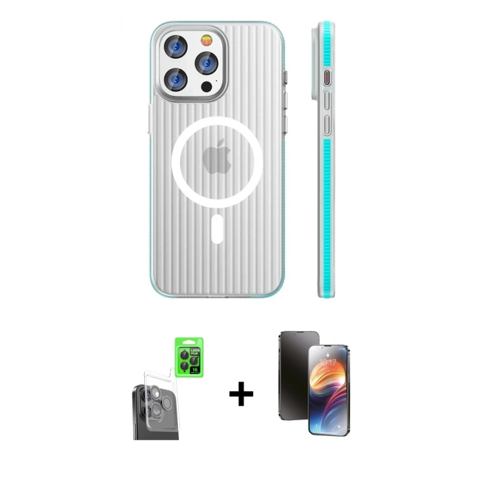 MARSİLYAN™- iPhone 16 Pro Kılıf Pusula Minimal Koleksiyonu - Siyah 3D Antistatik Mat Seramik Nano Ekran Koruyucu + Raze Metal Kamera Lens - SH