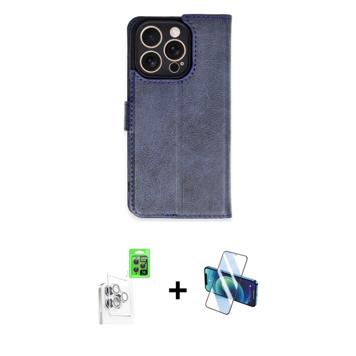 MARSİLYAN™- iPhone 16 Pro Kılıf Siluet Işık Serisi - Siyah 3D Antistatik Cam Ekran Koruyucu + Raze Metal Kamera Lens - BZ