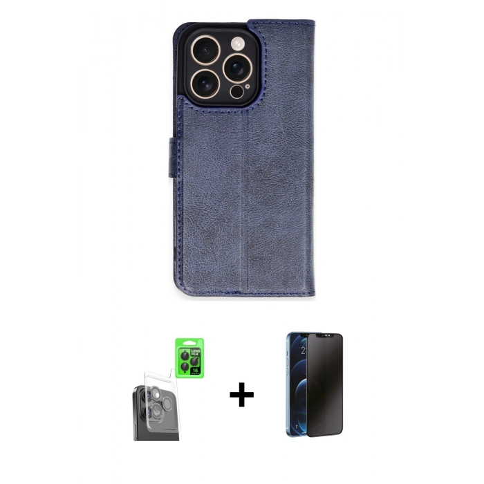 MARSİLYAN™- iPhone 16 Pro Kılıf Siluet Işık Serisi - Siyah 3D Antistatik Hayalet Cam Ekran Koruyucu + Raze Metal Kamera Lens - SH