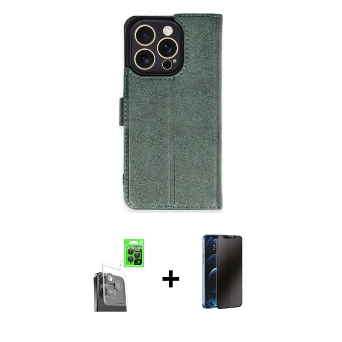 MARSİLYAN™- iPhone 16 Pro Kılıf Siluet Işık Serisi - Siyah 3D Antistatik Hayalet Cam Ekran Koruyucu + Raze Metal Kamera Lens - SH