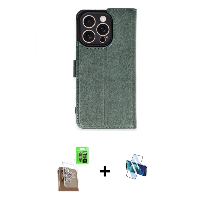MARSİLYAN™- iPhone 16 Pro Kılıf Siluet Işık Serisi - Siyah 3D Antistatik Seramik Nano Ekran Koruyucu + Raze Metal Kamera Lens - CLTM