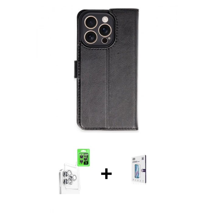 MARSİLYAN™- iPhone 16 Pro Kılıf Siluet Işık Serisi - Siyah Bilvis 0.18mm Plus Cam Ekran Koruyucu + Raze Metal Kamera Lens - BZ