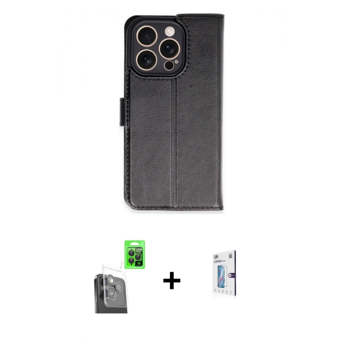 MARSİLYAN™- iPhone 16 Pro Kılıf Siluet Işık Serisi - Siyah Bilvis 0.18mm Plus Cam Ekran Koruyucu + Raze Metal Kamera Lens - SH