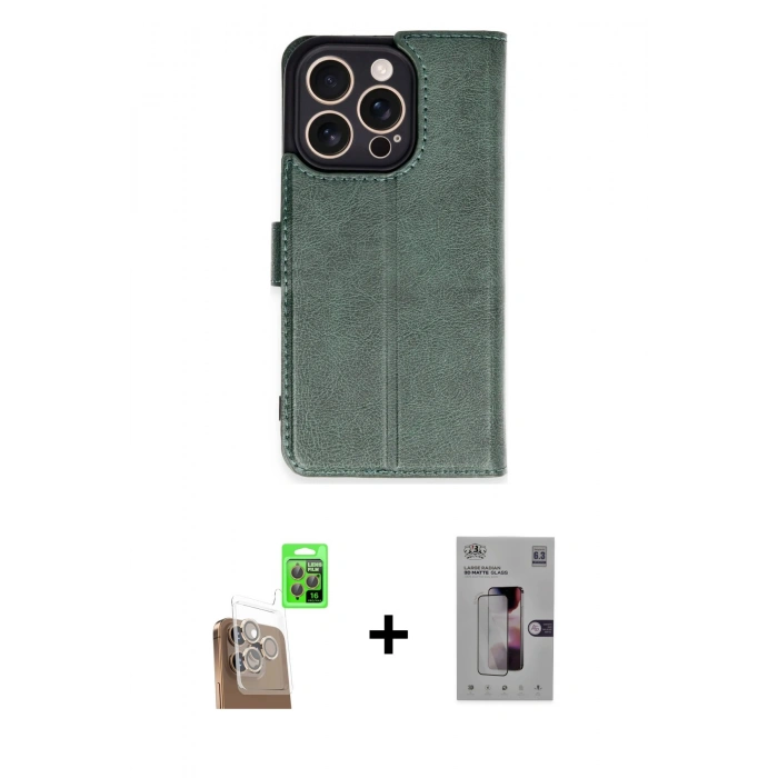 MARSİLYAN™- iPhone 16 Pro Kılıf Siluet Işık Serisi - Siyah Bilvis 3D Mat Cam Ekran Koruyucu + Raze Metal Kamera Lens - CLTM