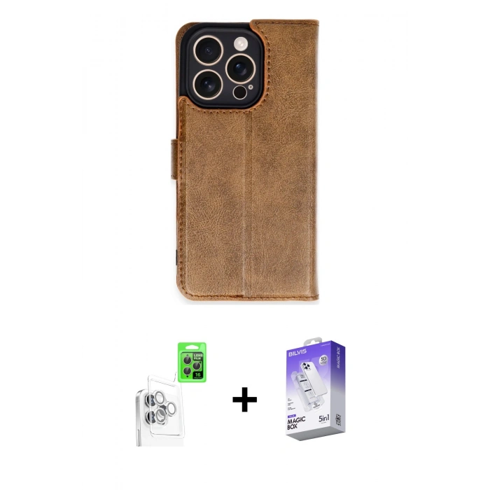 MARSİLYAN™- iPhone 16 Pro Kılıf Siluet Işık Serisi - Siyah Bilvis 5in1 3D Magic Cam Ekran Koruyucu + Raze Metal Kamera Lens - BZ