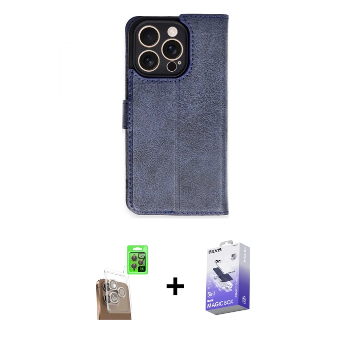 MARSİLYAN™- iPhone 16 Pro Kılıf Siluet Işık Serisi - Siyah Bilvis 5in1 5D Magic Hayalet Cam Ekran Koruyucu + Raze Metal Kamera Lens - CLTM