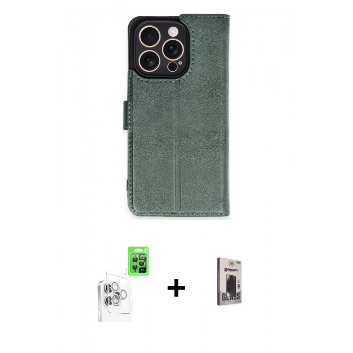 MARSİLYAN™- iPhone 16 Pro Kılıf Siluet Işık Serisi - Siyah Bilvis Hayalet Cam Ekran Koruyucu + Raze Metal Kamera Lens - BZ