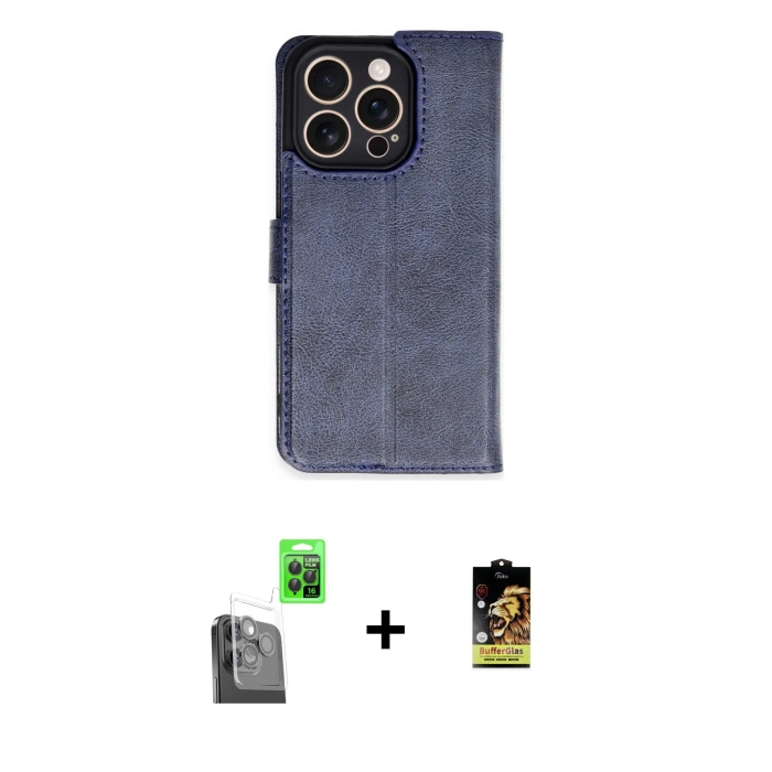 MARSİLYAN™- iPhone 16 Pro Kılıf Siluet Işık Serisi - Siyah Buffer Cam Ekran Koruyucu + Raze Metal Kamera Lens - SH