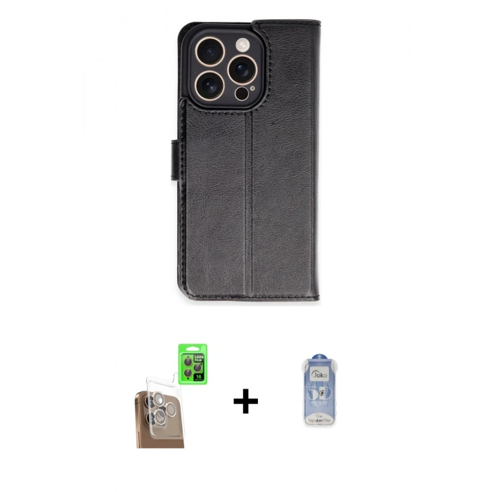 MARSİLYAN™- iPhone 16 Pro Kılıf Siluet Işık Serisi - Siyah Joko Magic 5D Cam + Raze Metal Kamera Lens - CLTM