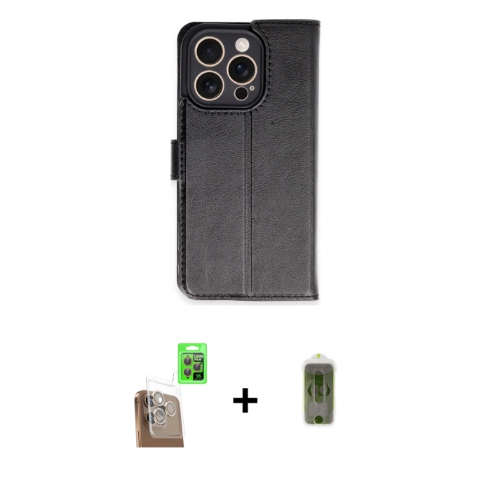 MARSİLYAN™- iPhone 16 Pro Kılıf Siluet Işık Serisi - Siyah Joko Magic 5D Hayalet Cam + Raze Metal Kamera Lens - CLTM