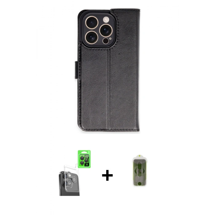 MARSİLYAN™- iPhone 16 Pro Kılıf Siluet Işık Serisi - Siyah Joko Magic 5D Hayalet Cam + Raze Metal Kamera Lens - SH