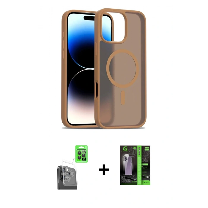 MARSİLYAN™- iPhone 16 Pro Kılıf Siluet Minimal Prime - Şeffaf 360 Full Body Arka Koruyucu + Siyah Raze Metal Kamera Lens