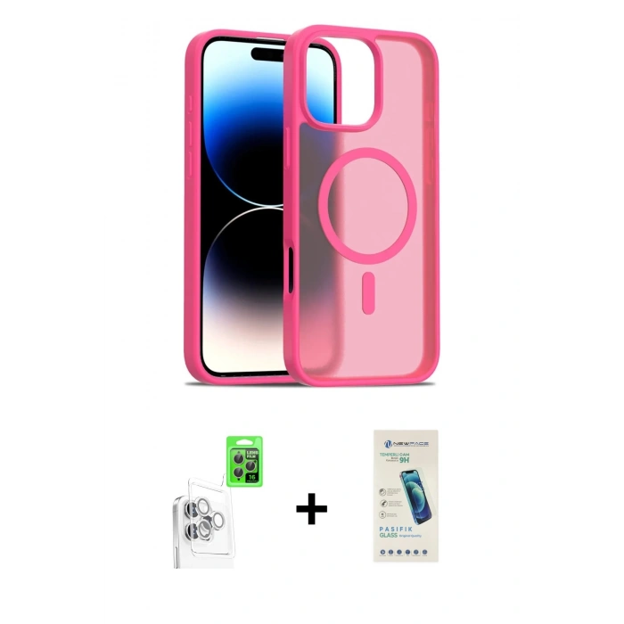 MARSİLYAN™- iPhone 16 Pro Kılıf Siluet Minimal Prime - Şeffaf Pasifik Cam Ekran Koruyucu + Raze Metal Kamera Lens - BZ