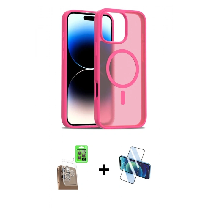 MARSİLYAN™- iPhone 16 Pro Kılıf Siluet Minimal Prime - Siyah 3D Antistatik Cam Ekran Koruyucu + Raze Metal Kamera Lens - CLTM