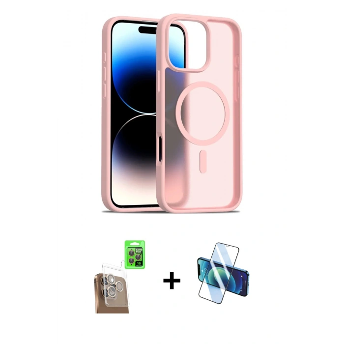 MARSİLYAN™- iPhone 16 Pro Kılıf Siluet Minimal Prime - Siyah 3D Antistatik Cam Ekran Koruyucu + Raze Metal Kamera Lens - CLTM