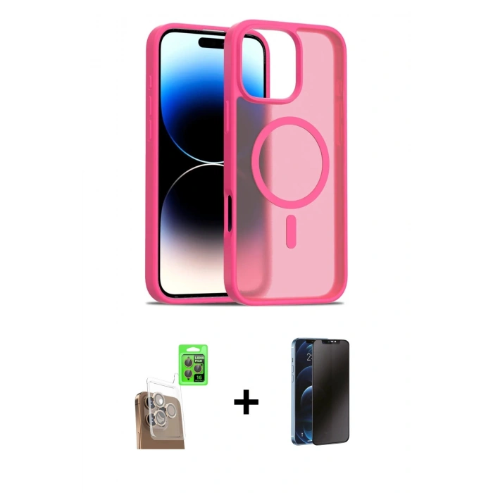 MARSİLYAN™- iPhone 16 Pro Kılıf Siluet Minimal Prime - Siyah 3D Antistatik Hayalet Cam Ekran Koruyucu + Raze Metal Kamera Lens - CLTM
