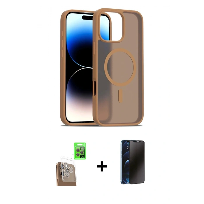 MARSİLYAN™- iPhone 16 Pro Kılıf Siluet Minimal Prime - Siyah 3D Antistatik Hayalet Cam Ekran Koruyucu + Raze Metal Kamera Lens - CLTM