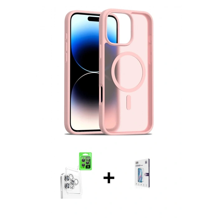 MARSİLYAN™- iPhone 16 Pro Kılıf Siluet Minimal Prime - Siyah Bilvis 0.18mm Plus Cam Ekran Koruyucu + Raze Metal Kamera Lens - BZ