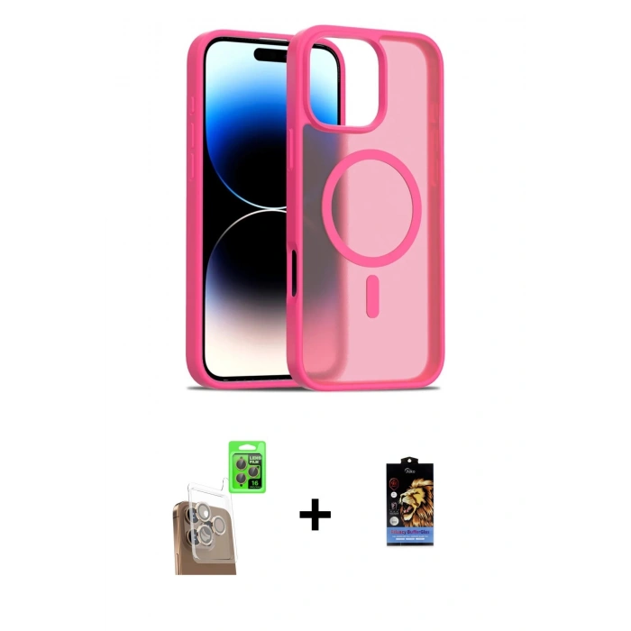 MARSİLYAN™- iPhone 16 Pro Kılıf Siluet Minimal Prime - Siyah Buffer Hayalet Cam Ekran Koruyucu + Raze Metal Kamera Lens - CLTM
