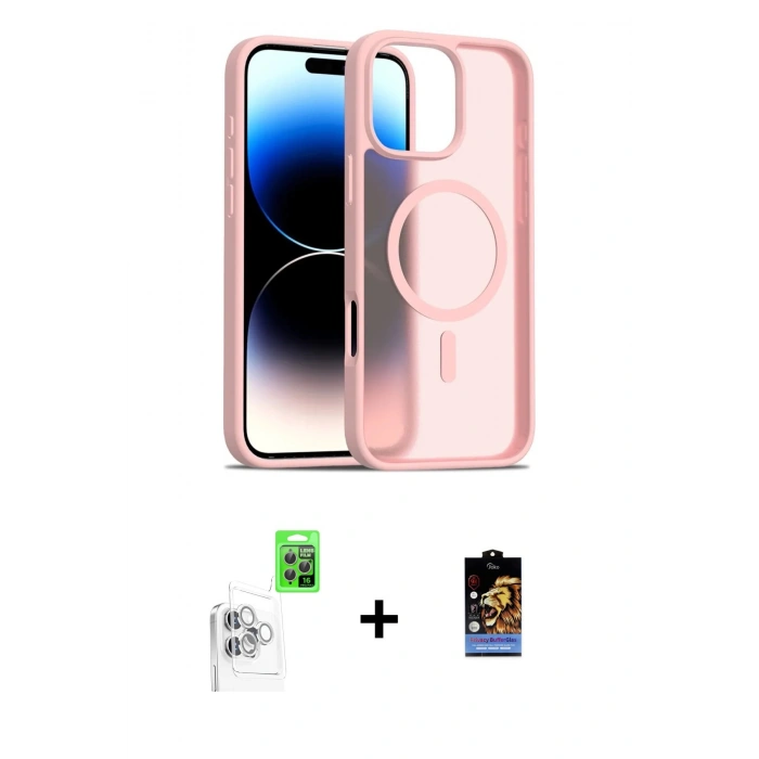 MARSİLYAN™- iPhone 16 Pro Kılıf Siluet Minimal Prime - Siyah Buffer Hayalet Cam Ekran Koruyucu + Raze Metal Kamera Lens - BZ