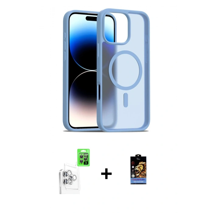 MARSİLYAN™- iPhone 16 Pro Kılıf Siluet Minimal Prime - Siyah Buffer Hayalet Cam Ekran Koruyucu + Raze Metal Kamera Lens - BZ