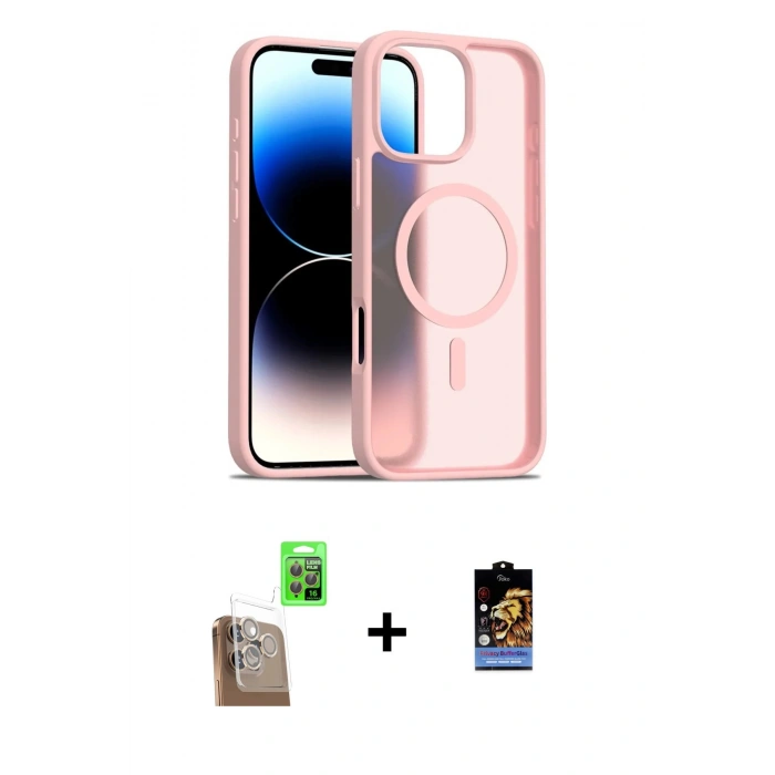 MARSİLYAN™- iPhone 16 Pro Kılıf Siluet Minimal Prime - Siyah Buffer Hayalet Cam Ekran Koruyucu + Raze Metal Kamera Lens - CLTM